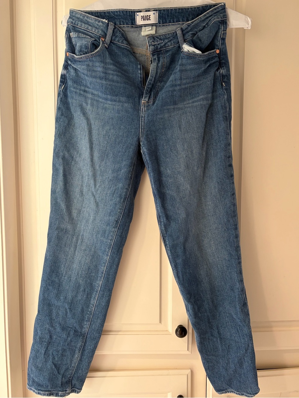 PAIGE Women's Straight Leg Jeans in Medium Blue Denim
